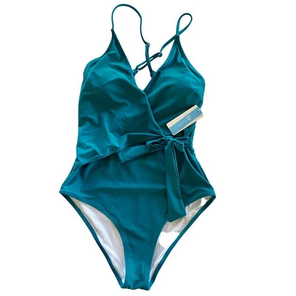 Cupshe Green One Piece Swimsuit Knot Tie Women's Medium NEW NWT - Picture 1 of 9